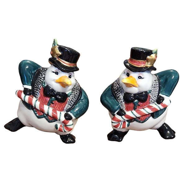 2005 Discontinued SNOW BUSINESS PENGUINS S/P SHAKERS by Fitz and Floyd - Picture 7 of 7
